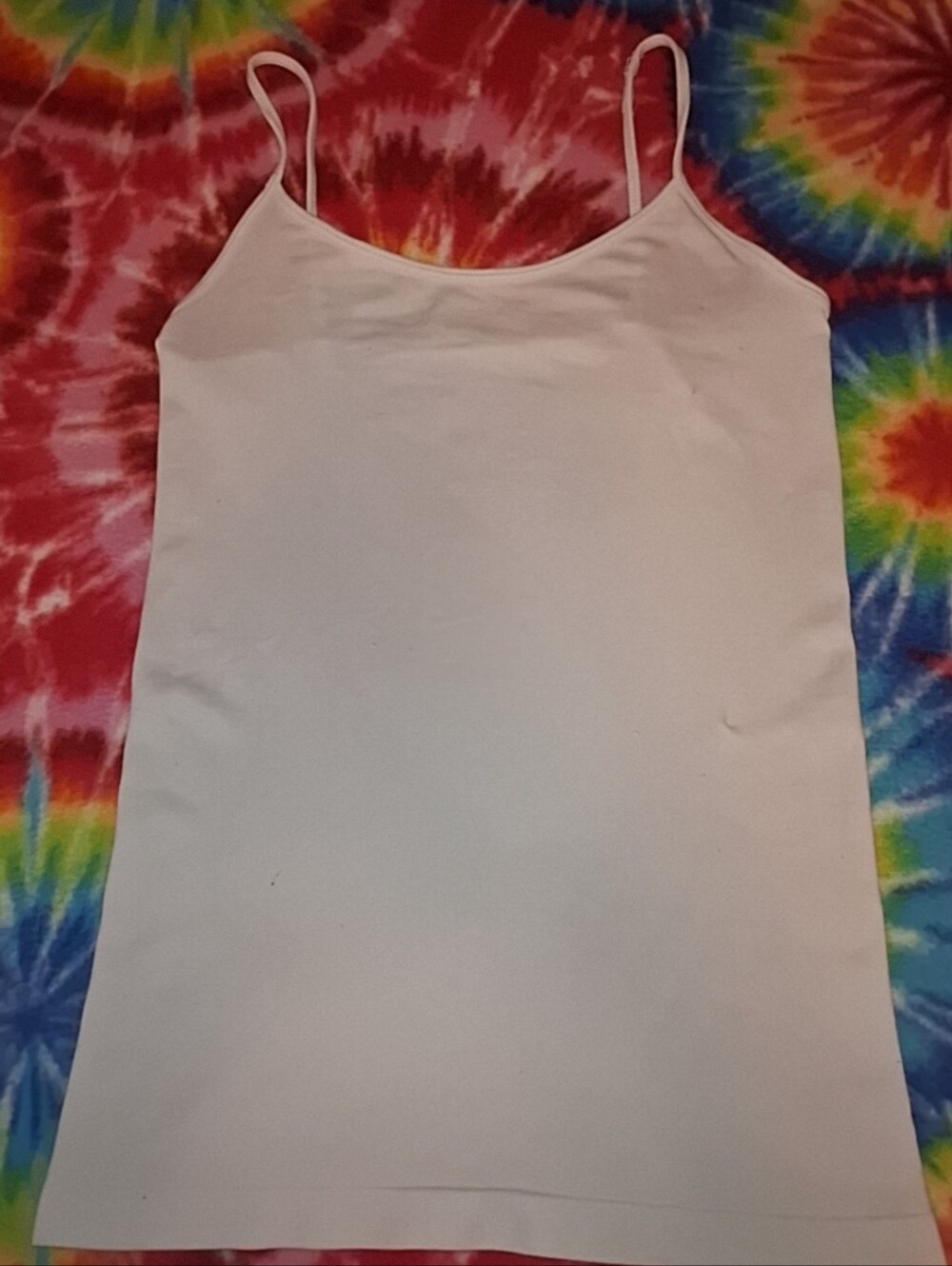 White Spaghetti Strap Tank Top. Size Small